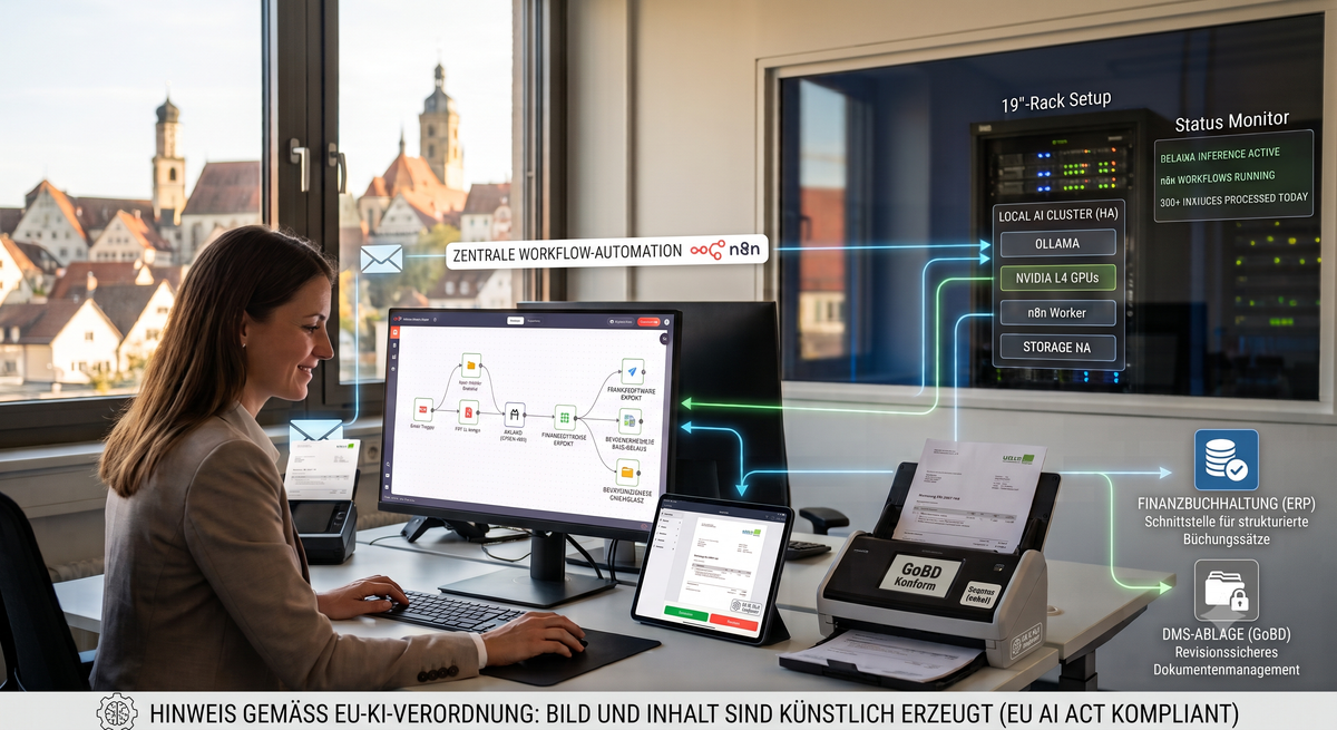 KI-gestützte Rechnungsverarbeitung: Vollautomatisch, lokal, GoBD-konform – optional erweiterbar zum zentralen Posteingang